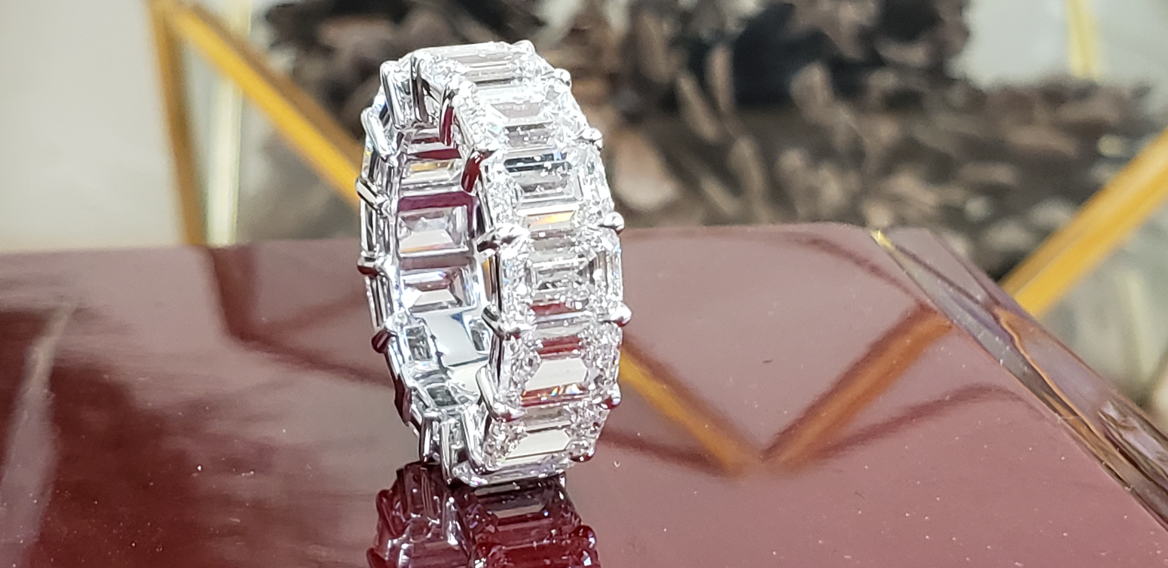 Exclusive One-Of-A-Kind WMD Trademarked Design Emerald Cut Eternity with Cross Design